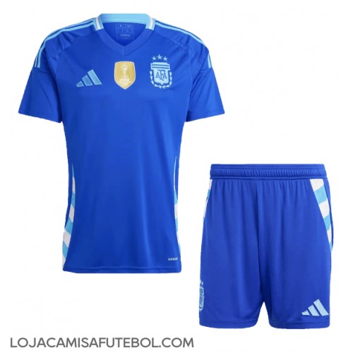 Camisa de Futebol Argentina Equipamento Secundário Infantil Copa America 2024 Manga Curta (+ Calças curtas)